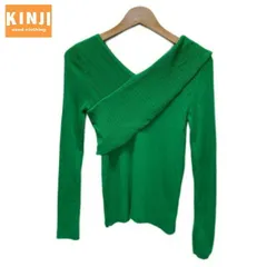 【中古】　VIVIENNE TAM　ニット　長袖　リブニット　カットソー　トップス　Vネック　無地　ストレッチ　アシンメトリー　変形　古着　/2496のサムネイル