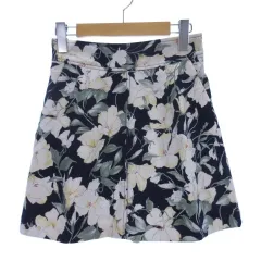 スナイデル SNIDEL 花柄 ショート パンツ キュロット ハイウエスト 0 ネイビー ■TC