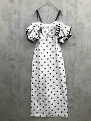 展示品■ PASSION パッション G-60493 韓国ファッション ドット柄 オフショルダー ワンピース sizeF/白 ■◆◎レディース
