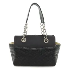 CHANEL シャネル チョコバー チェーントート トートバッグ ハンドバッグ キルティング ネット 網 キャンバス レザー ブラック 黒