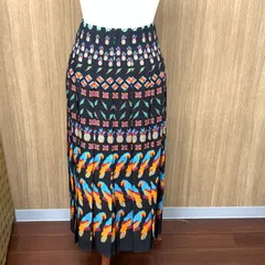 f001   P 美品 グッチ GUCCI 南国 パイナップル オウム ロングスカート マルチカラー 40 421707のサムネイル
