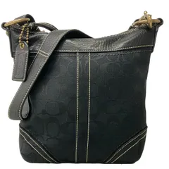 COACH(コーチ) ショルダーバッグ美品  シグネチャーダッフルショルダーバッグ 10402 黒 斜めがけ レザー
