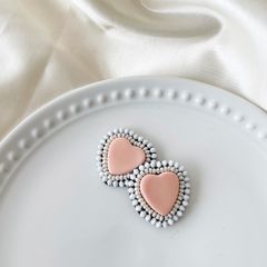 ③ピアス ハンドメイド まとめ売り ビーズ刺繍 ハート 花 フラワー