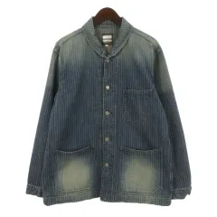 桃太郎ジーンズ MOMOTARO JEANS ウォバッシュ ジャケット ストライプ デニム 44 インディゴ 260421E