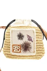 ケンゾー KENZO ラフィア カゴ ショルダー ボディ バッグ 巾着 ブラウン 茶色 【ブランド古着ベクトル】【中古】●▲260515のサムネイル