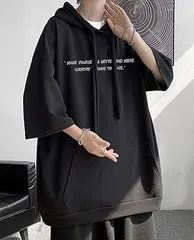 パーカー メンズ 半袖 春夏 薄手 五分袖 ｔシャツ ゆったり カジュアル 無地おしゃれ 大きいサイズ #tfzcn