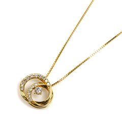 4℃ K18 YG ダブルループ ダイヤ ネックレス - メルカリ