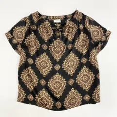 77j28 DRIES VAN NOTEN ドリスヴァンノッテン 半袖カットソー ブラウス シルク100％ 総柄 36サイズ マルチカラー レディースu02tのサムネイル