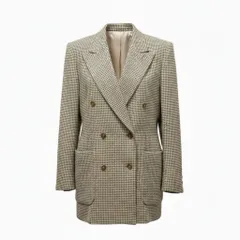 83e15【美品】ESCADA エスカーダ テーラードジャケット ウールカシミヤジャケット ブレザー 千鳥格子 38サイズ ベージュ レディース 女性用u02tのサムネイル