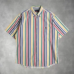 LANDS' END ランズエンド 90s マルチカラー 半袖 シャツ ストライプ 48-7-86