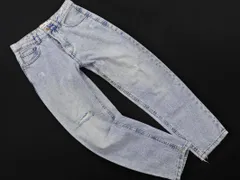 Stradivarius ストラディバリウス ダメージ加工 ボタンフライ テーパード デニムパンツ size36/水色 ■■ レディース