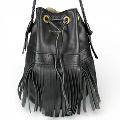 美品▲J&M Davidson ジェイアンドエムデヴィッドソン カーニバル フリンジ レザー ショルダーバッグ ブラック イングランド製 レディース