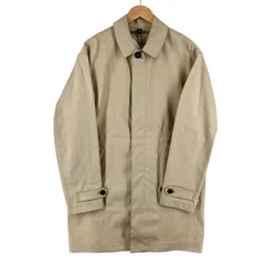 未使用品▲COACH コーチ コットン100% レザー使い ロゴボタン 襟切替 裏地ロゴ ステンカラーコート ベージュ S 正規品 メンズ