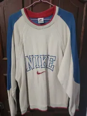 ナイキ ヴィンテージ スウェットシャツ アイボリー/ブルー オールドスクール 90s M large