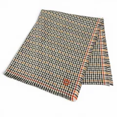 未使用品★HERMES エルメス Hエコセ カシミヤ シルク混 ロゴ刺繍入り フリンジ付 大判 ストール マルチ 英国製 メンズ 箱付きのサムネイル