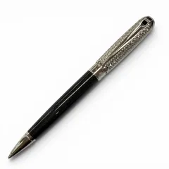 極美品▼Dupont デュポン ラインD デュオ トーン ラメ ツイスト式 ボールペン ブラック シルバー フランス製 メンズ 筆記確認済みのサムネイル