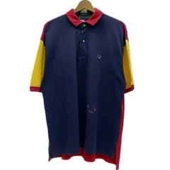 【中古】　TOMMY HILFIGER　ポロシャツ　半袖　トップス　ハーフボタン　クレイジーパターン　ワンポイント　ブランドロゴ　刺しゅう　オーバーサイズ　古着　/1953