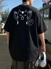 猫好き必見！ユーモアたっぷり猫イラスト ブラック Tシャツ 新品 送料込 メンズ レディース 男女兼用