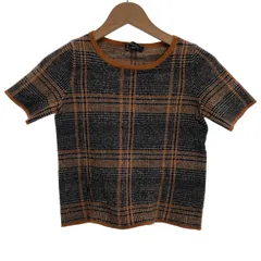 【中古】　ANN TAYLOR　セーター　半袖　ニット　トップス　クルーネック　チェック　古着　/7251