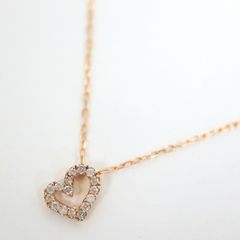 ネックレス 10金ピンクゴールド ダイヤ 8石 ハート オデュース4℃ F27 