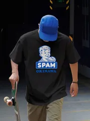 沖縄好き必見！SPAM ヴィンテージプリント ブラック Tシャツ ストリート映え 新品 送料込 メンズ レディース 男女兼用