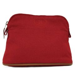 HERMES エルメス ボリードポーチ 化粧ポーチ フェルト レッド 赤 黒 