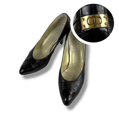 クリスチャンディオール　Christian dior CDロゴ金具　ポインテッドトゥ　ハイヒール　パンプス　レザー　ブラック　黒のサムネイル