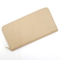ボナベンチュラ 長財布 グレージュ ジップ ラウンド レザー 本革 シボ