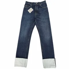 美品▼LOEWE ロエベ H526Y11W09 フィッシャーマン レザーロゴパッチ付き ターンアップジーンズ デニムパンツ インディゴ 44 イタリア製 正規品 メンズのサムネイル