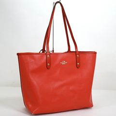 大容量✨COACH コーチ トートバッグ レッド×ブラウン レザー A4収納可