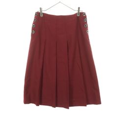 Le Minor (Le Minor) Japanese-made midi-length pleated skirt, size 38, red, women's, used clothing.