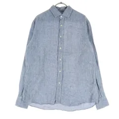 美品 UNITED ARROWS ユナイテッドアローズ 長袖 リネンシャツ M ブルー メンズ 古着