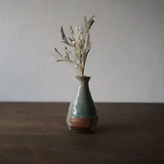 唐津 水谷渉 一輪挿し A 花器 薪窯焼成 青緑釉 作家物 7.5cm 佐賀県唐津市