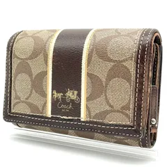 コーチ COACH 二つ折り財布 シグネチャー PVC レザー ブラウン 馬車ロゴ ホースアンドキャリッジ 総柄 コンパクトウォレット レディース メンズ ユニセックス 人気 定番 ブランド財布 ギフト 通勤 通学