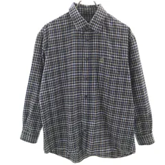 GIANNI VALENTINO ジャンニヴァレンティノ チェック柄 長袖 ネルシャツ L ネイビー メンズ 古着のサムネイル