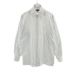 BURBERRY LONDON バーバリーロンドン ストライプ柄 長袖 コットンシャツ L ホワイト メンズ 古着