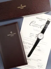 パテック・フィリップ カラトラバ 3919G-001 手巻き Cal.215 750WG 純正革ベルト 純正ピンバックル（750WG）ホワイトローマン文字盤 保証書（2004年）箱 ケース タグ 冊子 オーバーホール済みのサムネイル