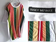 ISSEY MIYAKE MEN イッセイミヤケ メン マルチストライプ切替 パッチワーク Tシャツ 半袖 カットソー F ホワイト 白 マルチのサムネイル