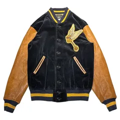 RRL(ダブルアールエル) WAKEFIELD VARSITY JACKET ウェイク フィールド ヴァーシティー ジャケット スタジャン コーデュロイ 41381 M ダークネイビー×ブラウンのサムネイル