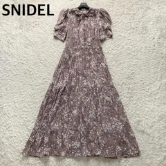 スナイデル SNIDEL ロングワンピース シフォン マキシ プリーツ ピンタック 半袖 パフスリーブ フレア ボウタイ ウエストシャーリング 花柄 フラワー 総柄 ラベンダー サイズ1 M デート お呼ばれ パーティー 上品 清楚 大人可愛い 美品