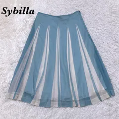 【美品】 Sybilla ロング丈スカート フレア L 水色 総柄のサムネイル