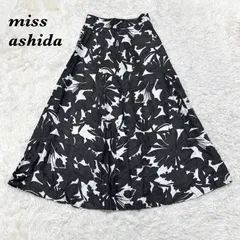 【美品】 miss ashida マキシ丈スカート フレア 9 スミクロ 総柄のサムネイル