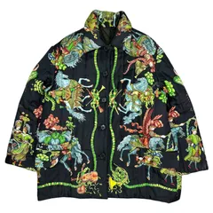 HERMES(エルメス) 90's Vintage LES FETES DU ROI SOLEIL 90年代 ヴィンテージ 太陽王の祝典 シルク スカーフ ジャケット 42 ブラック×グリーン エルメスジャポンタグのサムネイル