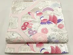 平和屋着物◎六通柄袋帯　唐織　蜀江鴛鴦花文　銀糸　正絹　逸品　DABF8064weのサムネイル