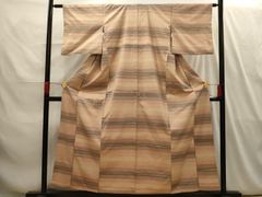 Heiwaya Kimono ■ High-quality Tsumugi silk kimono with horizontal stripe pattern, pure silk, exquisite item AABI4102sx