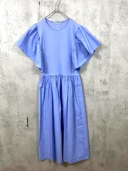新品 ZARA ザラ カットソードッキング 切り替え 半袖 ロング ワンピース sizeM/青 ■◆ レディース