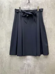 美品 Aylesbury アリスバーリー 大きいサイズ アシンメトリー リボン付き タック フレア ミディ スカート size15/ネイビー ■◆ レディース