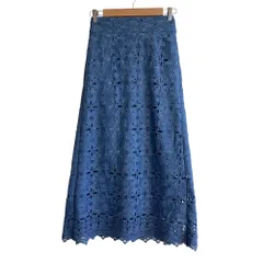 美品 Adonisis SAISON アドニシス セゾン レース ロングスカート 38 ブルー レディース 古着 中古 USEDのサムネイル
