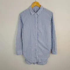 ZARA trf ザラ ストライプ柄 ロングシャツ ブルー S レディース 古着 シティーボーイ シンプルのサムネイル
