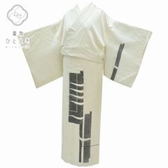 未着用・仕付けつき！単衣＊生紬＊モダン壺垂れ＊亀甲＆蚊絣＊着物
